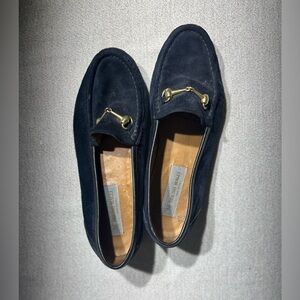 Bruno Magli Navy Loafers with Gold Accent